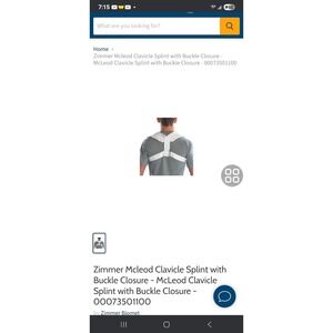 Zimmer‎ 735-03 Mcleod Padded Clavicle Splint Medium